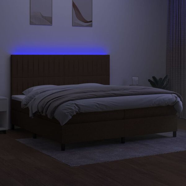 vidaXL Krevet box spring s madracem LED tamnosmeđi 200x200 cm tkanina