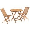 vidaXL Set za vrt s 3 komada na preklapanje Prirodna Čvrsto teak drvo