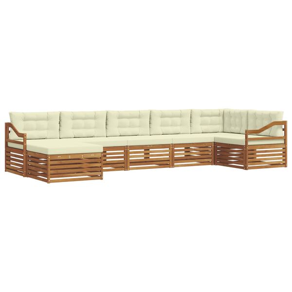 vidaXL Setovi sofa 7 pcs Prirodna i krem Čvrsto drvo akacije
