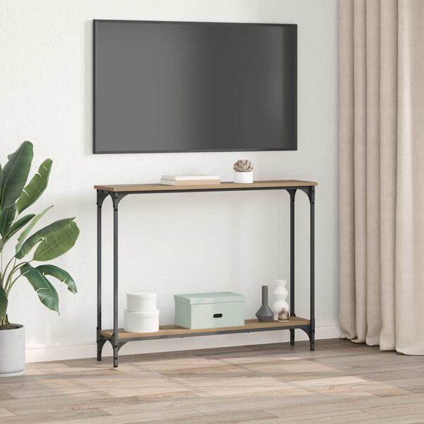 vidaXL Konzolna stolica s policom Umjetnički hrast 100 x 22,5 x 75 cm