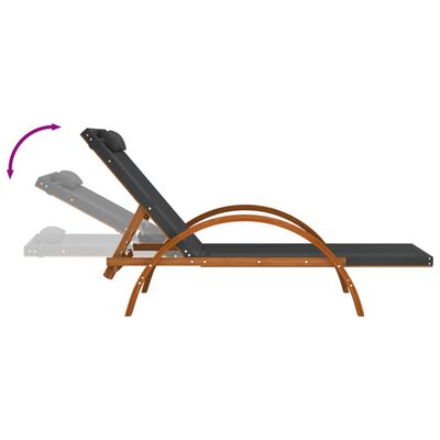 vidaXL Ležaljka za sunčanje s jastukom siva tekstilen i drvo topole