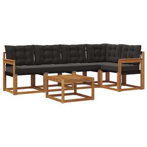 vidaXL Set vanjskih sofa s jastukom 6 pcs Prirodna i crna
