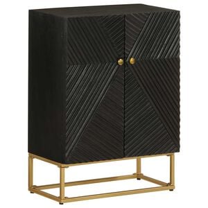 vidaXL Komoda crna 55 x 30 x 76 cm od masivnog drva manga i željeza