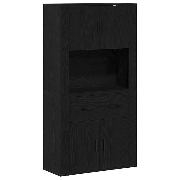 vidaXL Highboard Crni hrast 80 x 33 x 150 cm Konstruirano drvo