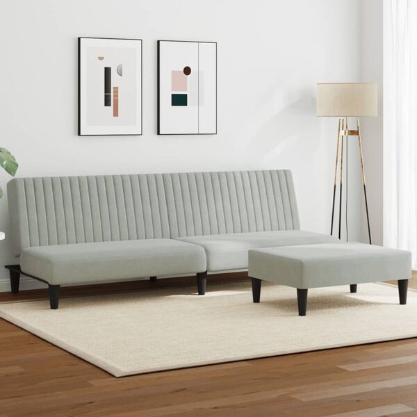 vidaXL 2-dijelni set sofa svjetlosivi baršunasti