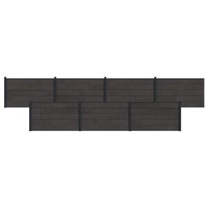 vidaXL Panel ograde 7 pcs WPC i aluminij Crna