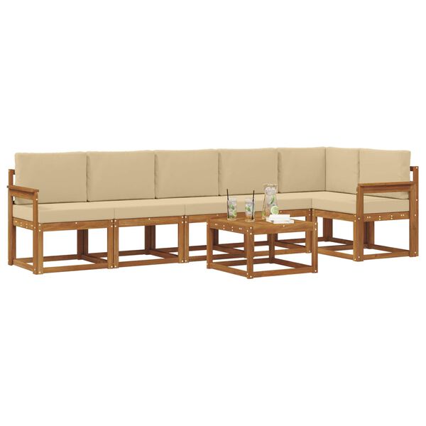 vidaXL Set vanjskih sofa s jastukom 7 pcs Prirodna i bež