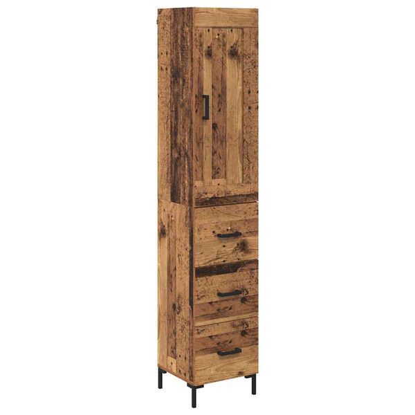 vidaXL Highboard Staro drvo 34,5 x 34 x 180 cm Konstruirano drvo