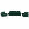 vidaXL 3-dijelni set sofa s jastucima tamnozeleni bar&scaron;unasti