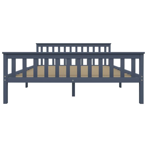 vidaXL Okvir za krevet od masivne borovine sivi 160 x 200 cm