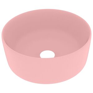vidaXL Luksuzni okrugli umivaonik mat ružičasti 40 x 15 cm keramički