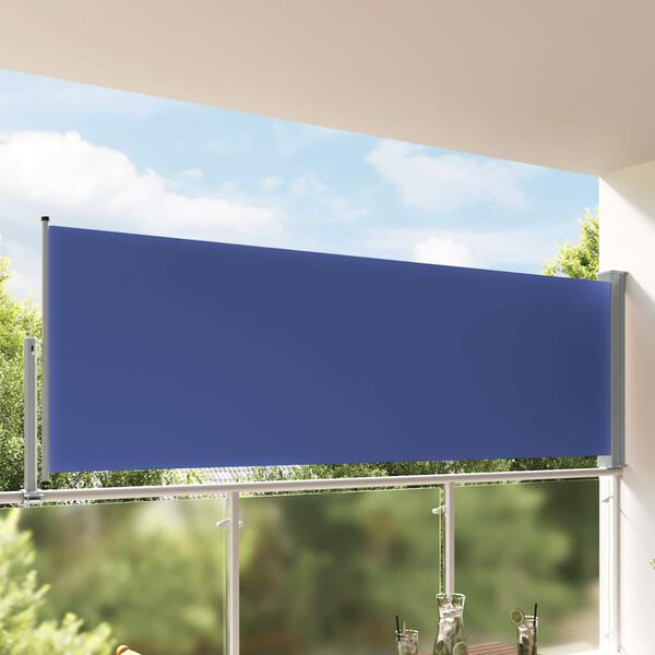 vidaXL Uvlačiva bočna tenda za terasu 120 x 300 cm plava