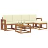 vidaXL Set vanjskih sofa 6 pcs Prirodna i krem Čvrsto drvo akacije