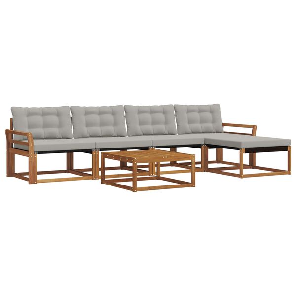 vidaXL Set vanjskih sofa s jastukom 6 pcs Prirodna i svijetlo siva