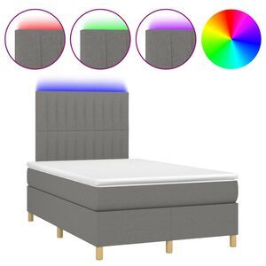 vidaXL Krevet box spring s madracem LED tamnosivi 120 x 200 cm tkanina