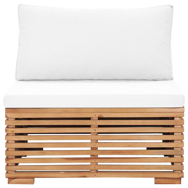 vidaXL Vrtna sredi&scaron;nja sofa s krem jastucima od masivne tikovine