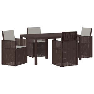 vidaXL Vrtni set za objed 5 kom. Smeđa i svjetlosiva PP