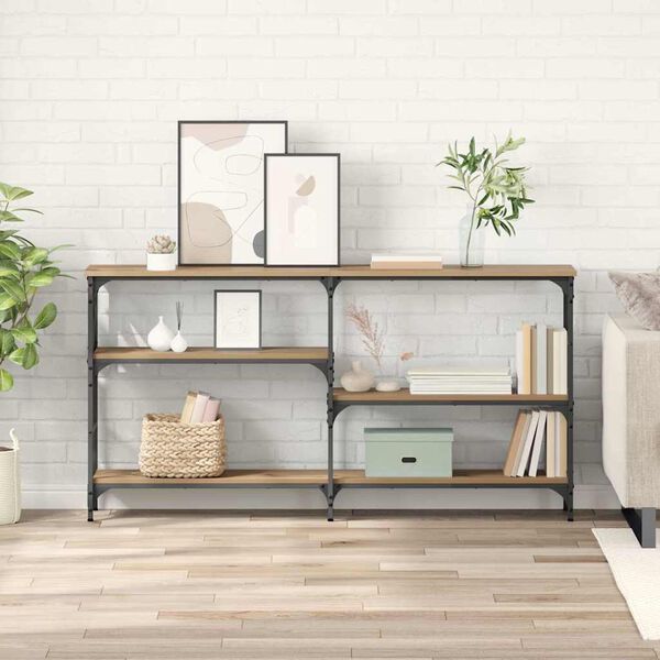 vidaXL Konzolna stolica s policom Umjetnički hrast 150 x 29 x 76,5 cm