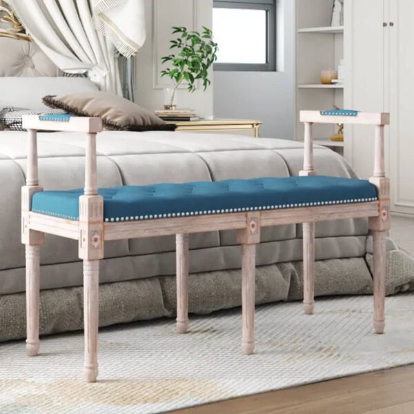 vidaXL Klupa plava 110 x 40 x 49 cm baršunasta