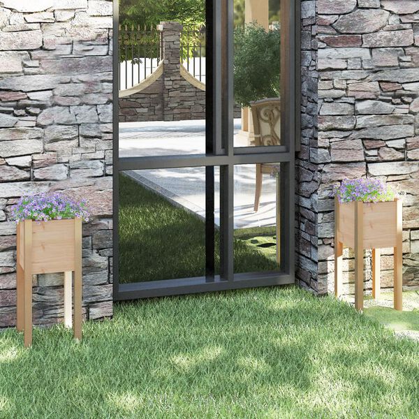 vidaXL Vrtne sadilice 2 kom 31 x 31 x 70 cm od masivne borovine