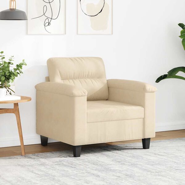 vidaXL Fotelja krem 60 cm od mikrovlakana