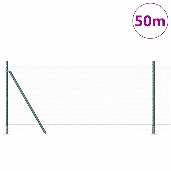 vidaXL Ograda s stupovima Zelena 0.8 x 50 m Čelik prekriven PVC-om