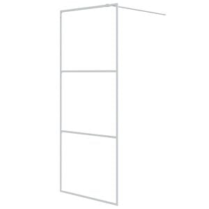 vidaXL Pregrada za tu&scaron; bijela 80 x 195 cm s prozirnim staklom ESG