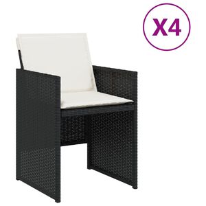 vidaXL Vrtne stolice s jastucima 4 kom crne od poliratana