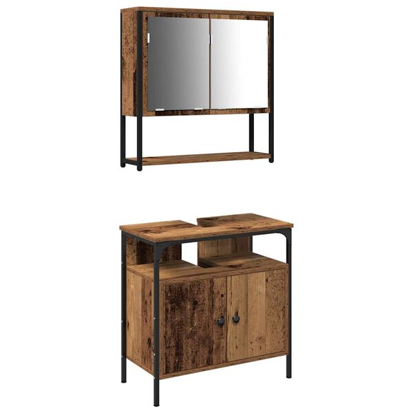 vidaXL Set namje&scaron;taja za kupaonicu Zidne 2 pcs Smeđa Konstruirano drvo