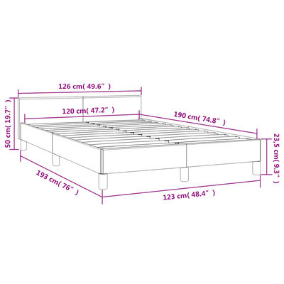 vidaXL Okvir za krevet s uzglavljem krem 120x190 cm od tkanine
