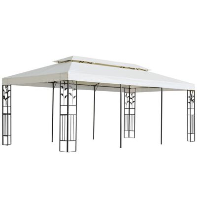 vidaXL Sjenica s dvostrukim krovom bijela 6 x 3 m čelična