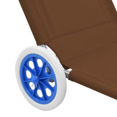 vidaXL Sklopiva ležaljka s krovom i kotačima čelična smeđesiva