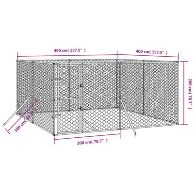 vidaXL Vanjski kavez za pse srebrni 4 x 4 x 2 m od pocinčanog čelika