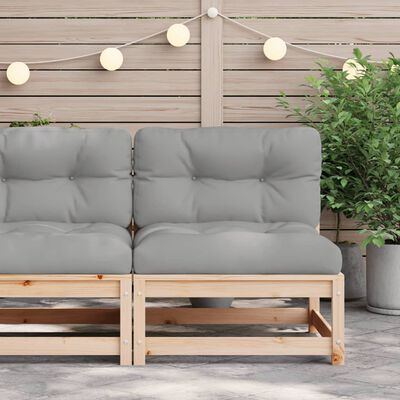 vidaXL Vrtna sofa bez naslona za ruke s jastucima masivna borovina
