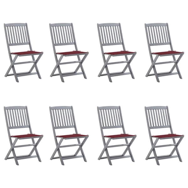 vidaXL Sklopive vrtne stolice s jastucima 8 kom masivno bagremovo drvo