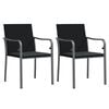 vidaXL Vrtne stolice s jastucima 2 kom crne 56x59x84 cm od poliratana