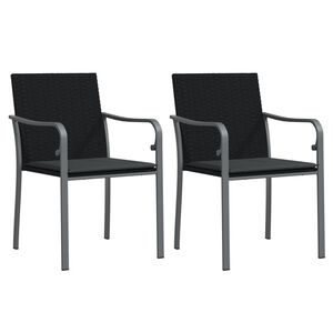 vidaXL Vrtne stolice s jastucima 2 kom crne 56x59x84 cm od poliratana