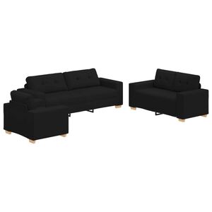vidaXL Sofa 3 pcs Crna Platnasta tkanina