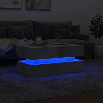 vidaXL Stolić za kavu s LED svjetlima siva boja betona 90 x 50 x 40 cm