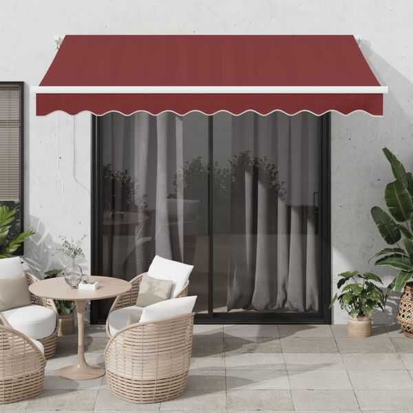 vidaXL Tenda na ručno uvlačenje s LED bordo 300 x 250 cm
