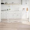 vidaXL Vrata za pse s vratima, sklopiva, 4 panela, bijela, 320 cm, drvo topole