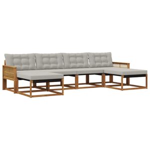 vidaXL Set vanjskih sofa s jastukom 6 pcs Prirodna i svjetlosiva