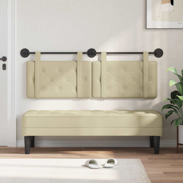 vidaXL Držeće uzglavlje Zidne Krema 130 x 55 x 5 cm Lažna koža