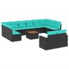 vidaXL 13-dijelni set vrtnih sofa s jastucima poliratan crni