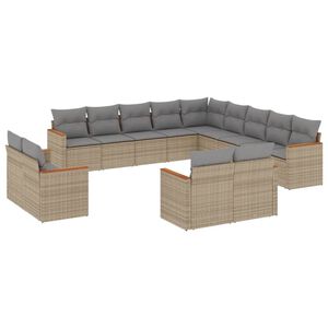vidaXL 13-dijelni set vrtnih sofa s jastucima poliratan Bež