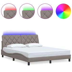 vidaXL Okvir kreveta s LED-om bez madraca Taupe 160x200 cm tkanina