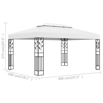 vidaXL Sjenica s dvostrukim krovom 3 x 4 m bijela