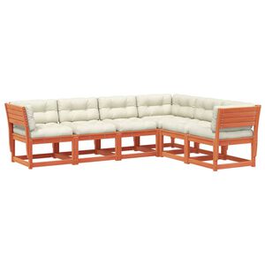 vidaXL 6-dijelni set vrtnih sofa s jastucima voštano smeđi od borovine