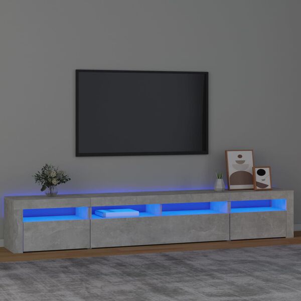 vidaXL TV ormarić s LED svjetlima siva boja betona 240x35x40 cm