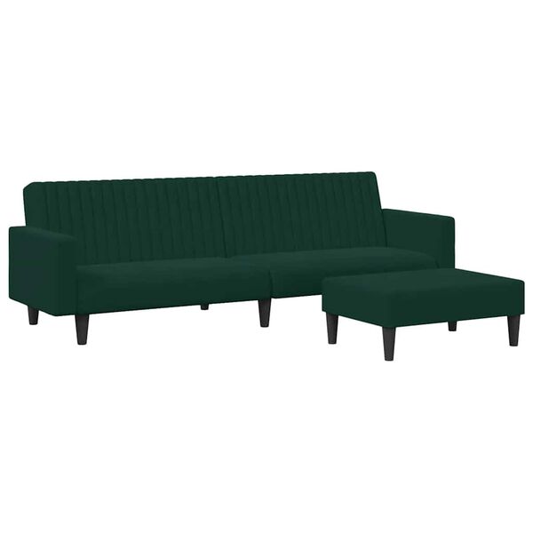 vidaXL 2-dijelni set sofa tamnozeleni bar&scaron;unasti